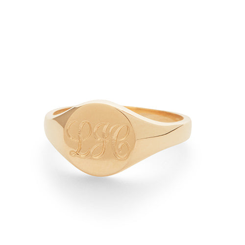 Revere and Co Jewelry. 14K Yellow Gold Custom Classic Signet Ring with Initials Engraved