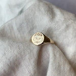Revere and Co Jewelry. 14K Yellow Gold Custom Classic Signet Ring with Bespoke Fox Design Engraving