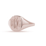 14k solid rose gold signet ring with bespoke engraving. Initials engraved.